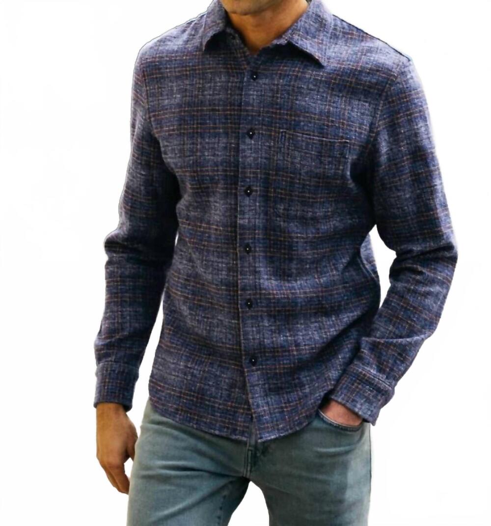 NEW HIROSHI KATO ripper triple twisted plaid shirt in twilight